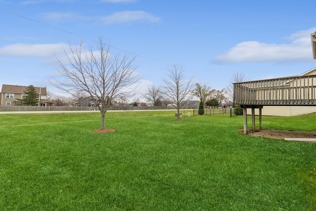 view of yard with a deck