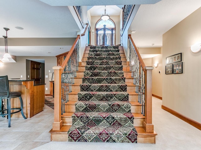 stairway with carpet