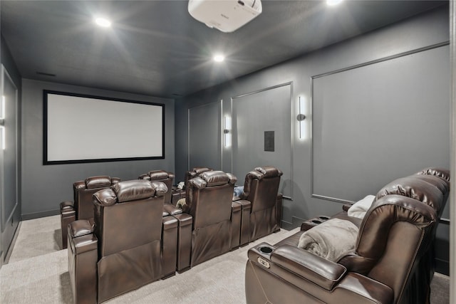 view of carpeted home theater