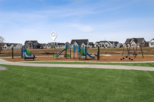 view of jungle gym with a yard