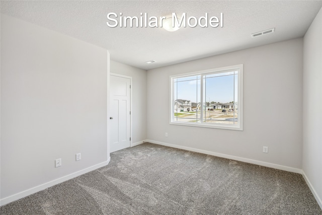 empty room featuring carpet flooring and a textured ceiling