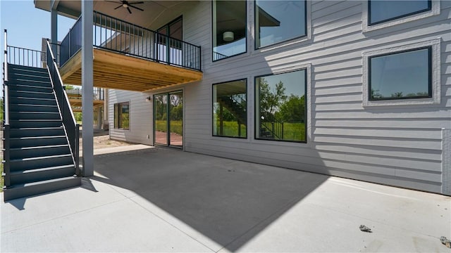 view of patio / terrace featuring ceiling fan