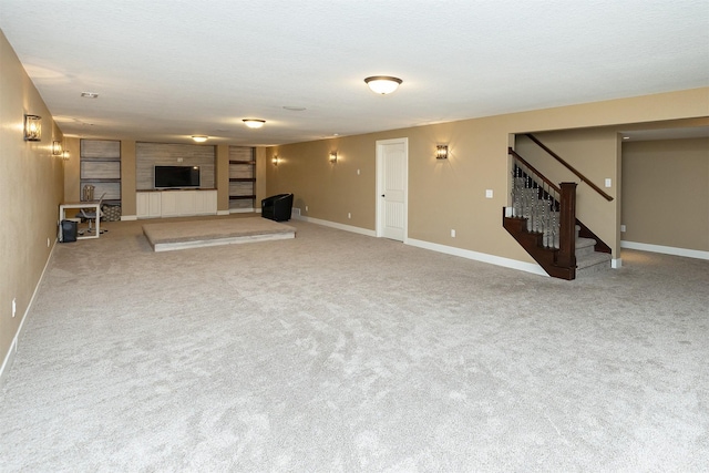 basement featuring carpet flooring