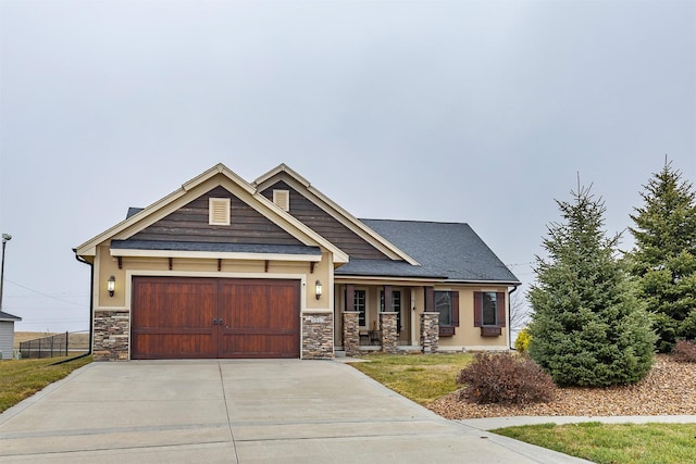 craftsman inspired home featuring a garage