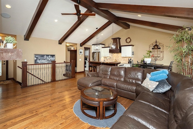 3513 Sunstone Ct SE, Altoona, IA 50009 - living room featuring light wood-type flooring, recessed lighting, and a ceiling fan