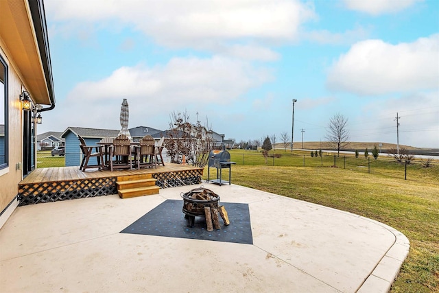3513 Sunstone Ct SE, Altoona, IA 50009 - view of patio / terrace with an outdoor fire pit, a wooden deck, and grilling area