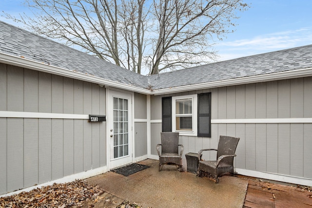 doorway to property with a patio