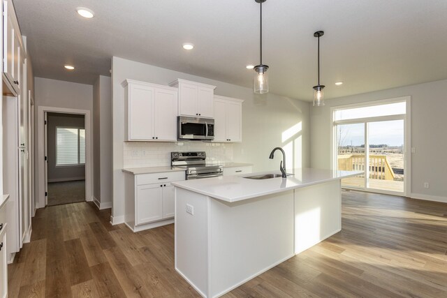 1060 Gray Ave, Waukee, IA 50263 - kitchen featuring white cabinets, a sink, tasteful backsplash, and appliances with stainless steel finishes