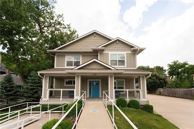 view of front of home featuring covered porch