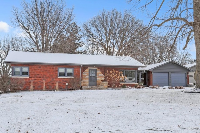 single story home featuring a garage