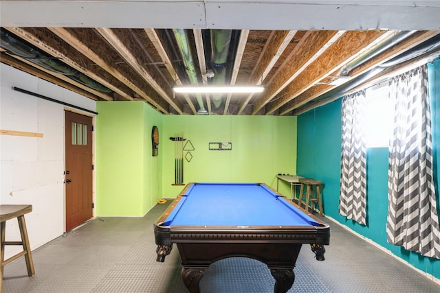 rec room featuring pool table