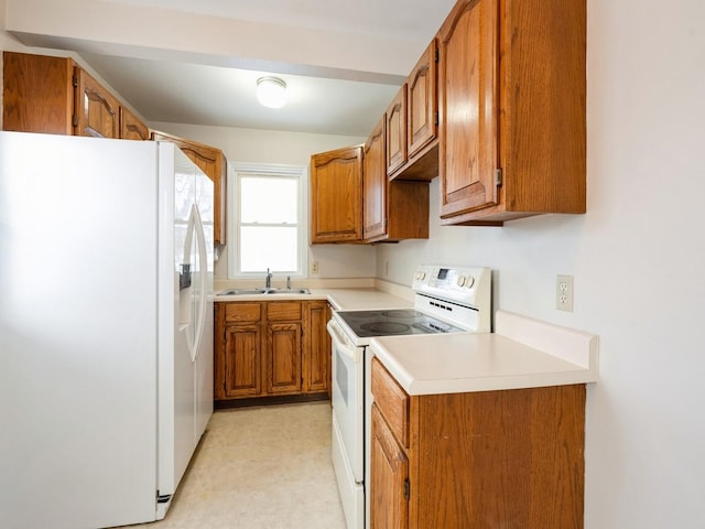 kitchen with white appliances and sink