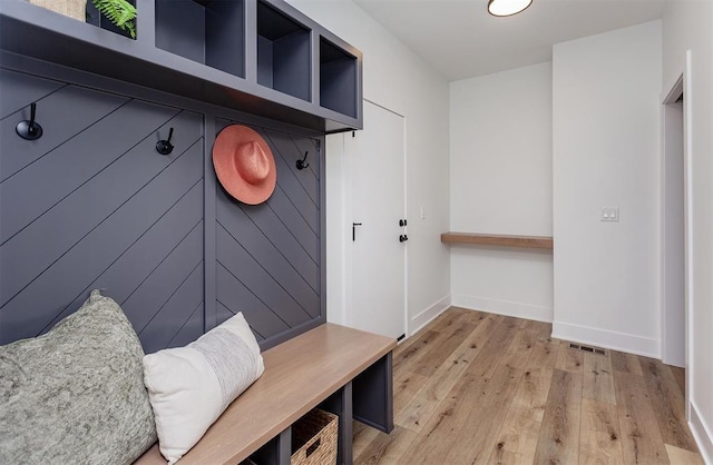 mudroom featuring light hardwood / wood-style flooring