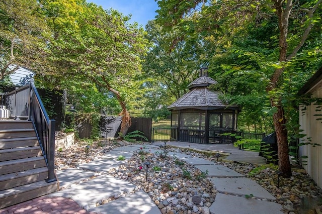 view of patio / terrace featuring a gazebo