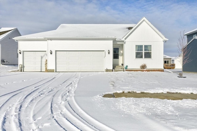 single story home with a garage