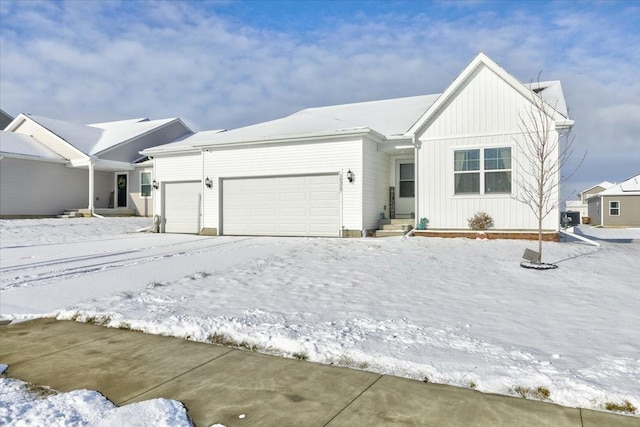 single story home with a garage