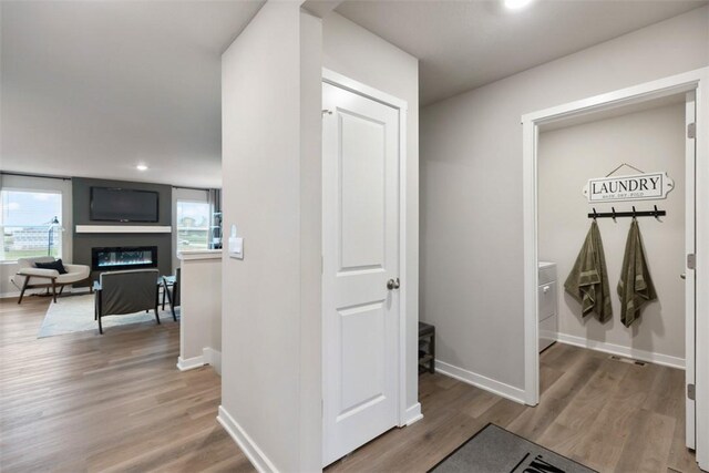 hallway featuring hardwood / wood-style floors