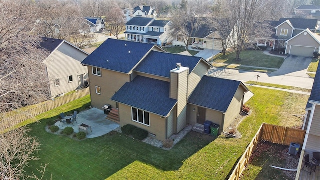 aerial view with a residential view