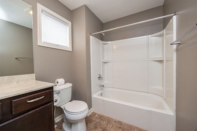 full bathroom with vanity, toilet, and shower / bath combination