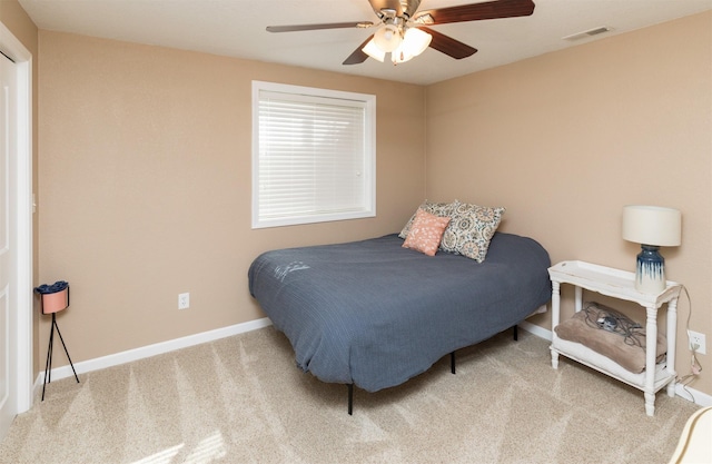 bedroom with carpet and ceiling fan