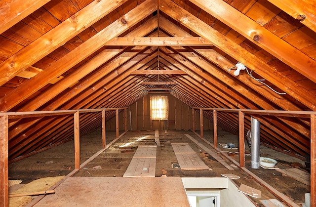 view of unfinished attic