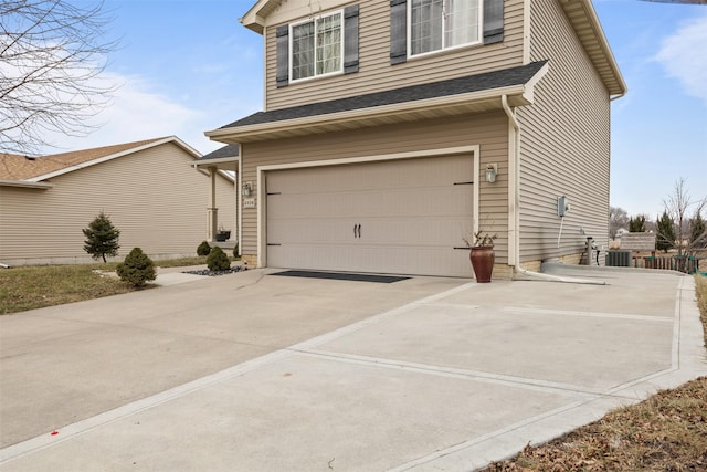 exterior space with a garage