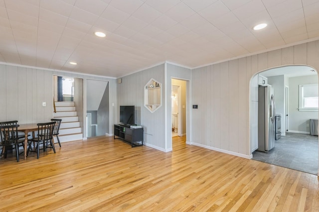 living room with light wood-type flooring