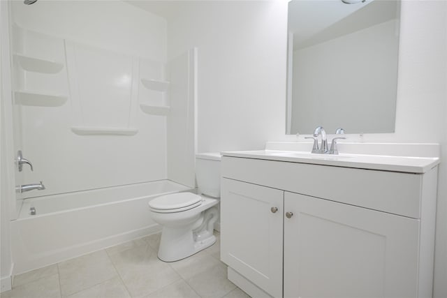 full bathroom featuring tile patterned floors, vanity, toilet, and tub / shower combination