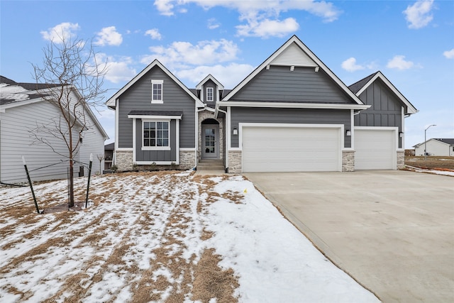 craftsman inspired home featuring a garage