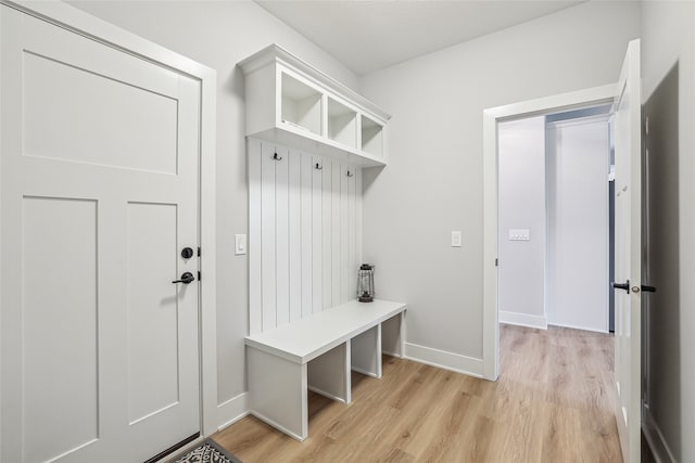 mudroom with light wood-type flooring