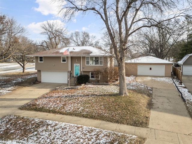 bi-level home featuring a garage