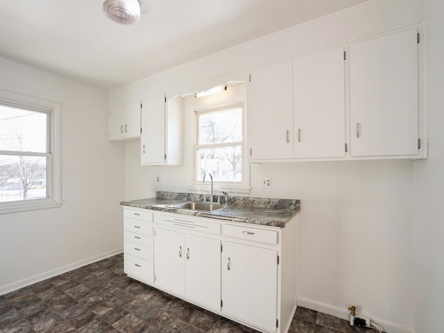 kitchen with white cabinetry, plenty of natural light, and sink