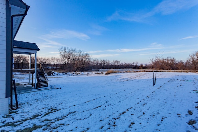 view of yard covered in snow