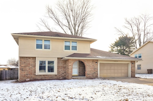 view of front property with a garage