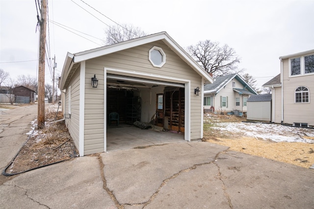 view of garage