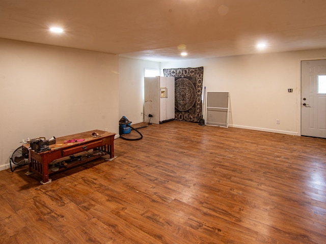 interior space with hardwood / wood-style flooring