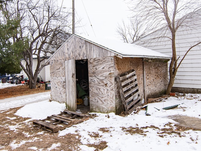 view of snow covered structure