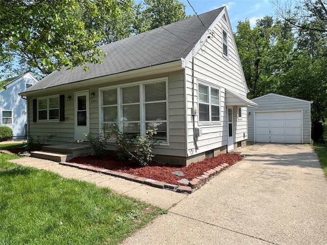 view of front of home featuring an outbuilding and a garage