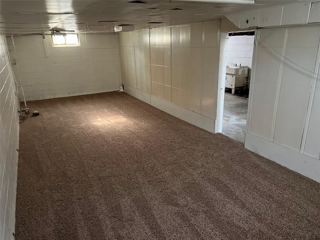 basement with carpet