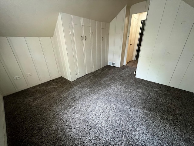 bonus room with dark carpet