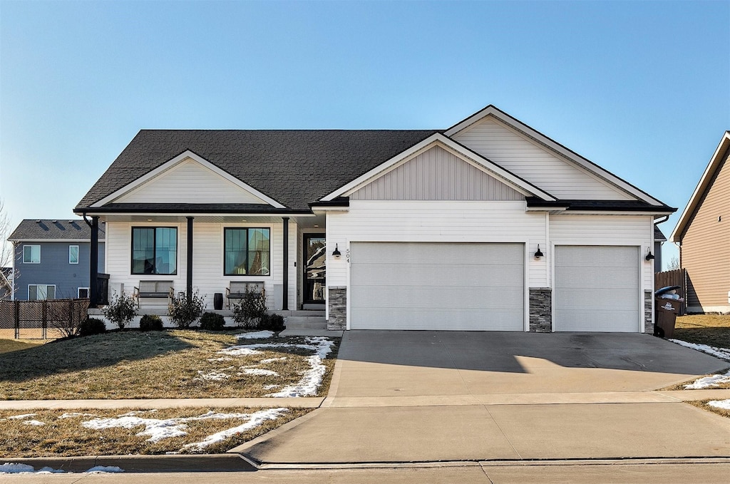 view of front of home with a garage