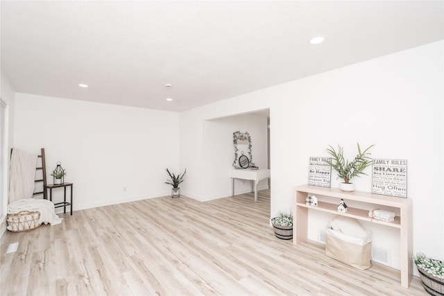 living area featuring light wood-type flooring