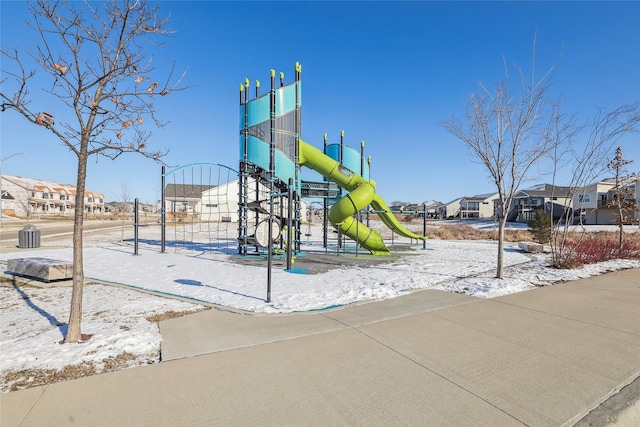 communal playground with a residential view