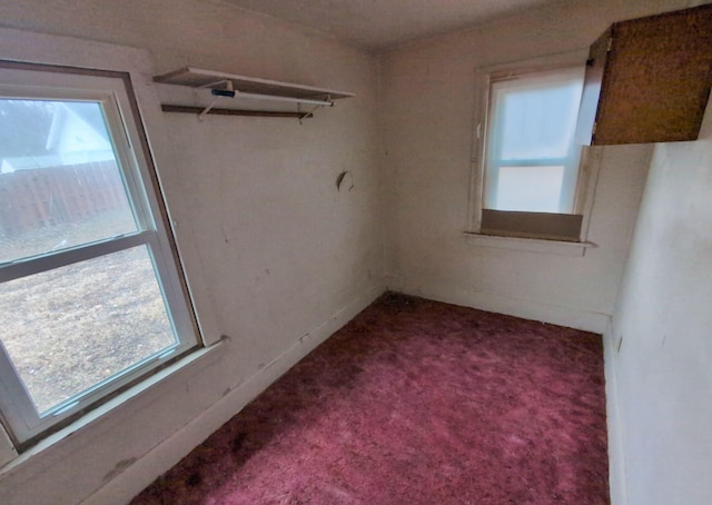 unfurnished room with carpet floors and plenty of natural light