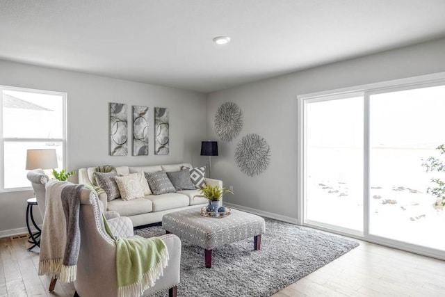 living room featuring light hardwood / wood-style floors