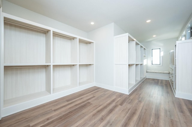 spacious closet with hardwood / wood-style floors