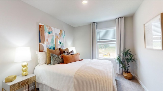 bedroom with baseboards and carpet flooring