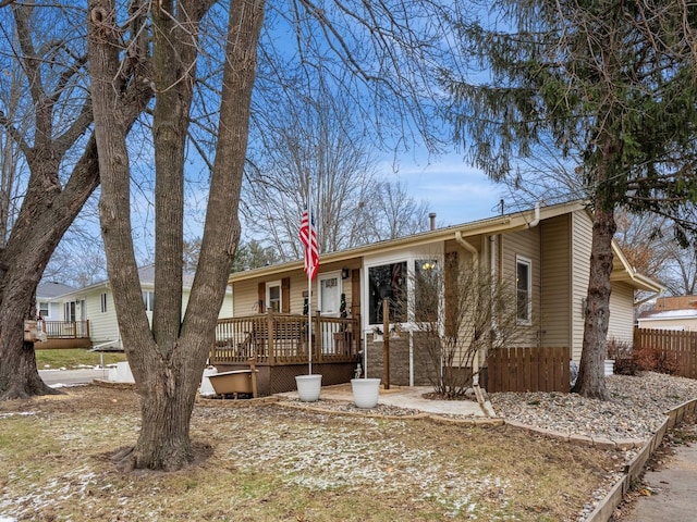 view of front of property with a deck