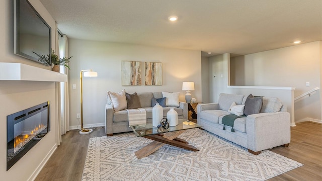 living room with hardwood / wood-style flooring