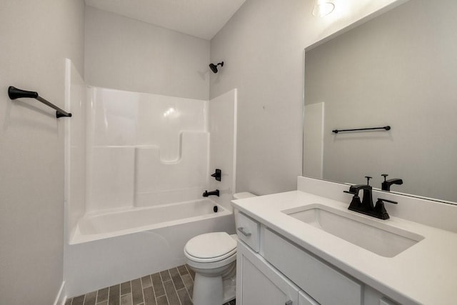 full bathroom featuring vanity, toilet, and tub / shower combination